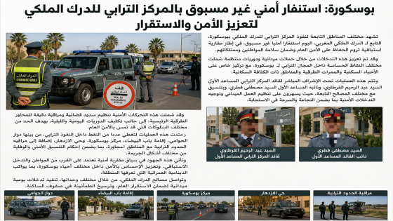 بوسكورة استنفار أمني غير مسبوق بالمركز الترابي للدرك الملكي الاندلس لتعزيز الأمن والاستقرار