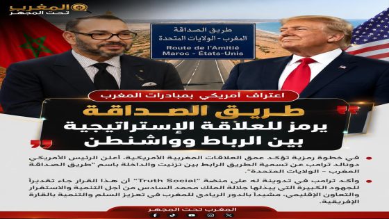 🔴 ترامب يشكر جلالة الملك محمد السادس: “إنه شرف عظيم”… ويشيد بالطريق السريع تزنيت–الداخلة
